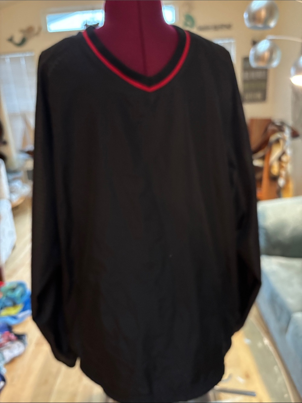 Holloway Black V-Neck Pullover with Red Trim